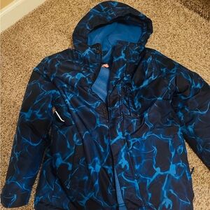 Blue Patterned Kids Double Layer Snow Jacket